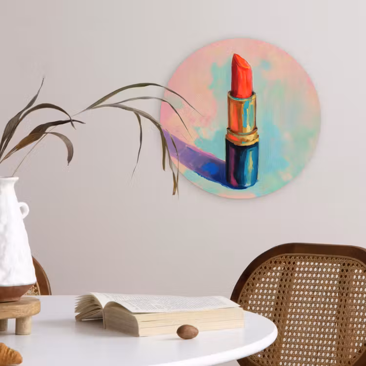 Wandcirkel - Glas - Lippenstift - Rood - Penseelstreken — 4