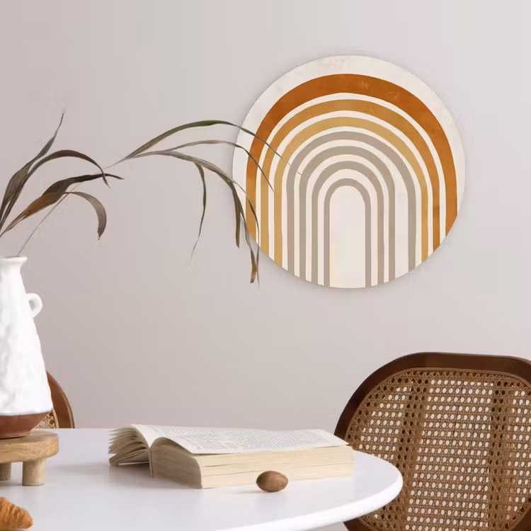 Wandcirkel - Glas - Minimalistisch - Boog - Lijnen - Beige — 4