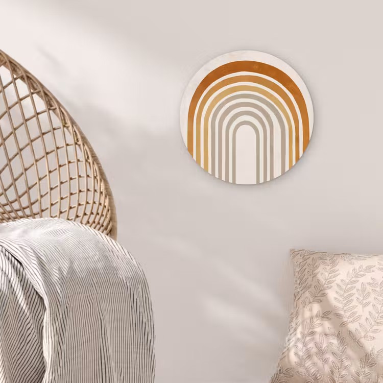 Wandcirkel - Glas - Minimalistisch - Boog - Lijnen - Beige — 5