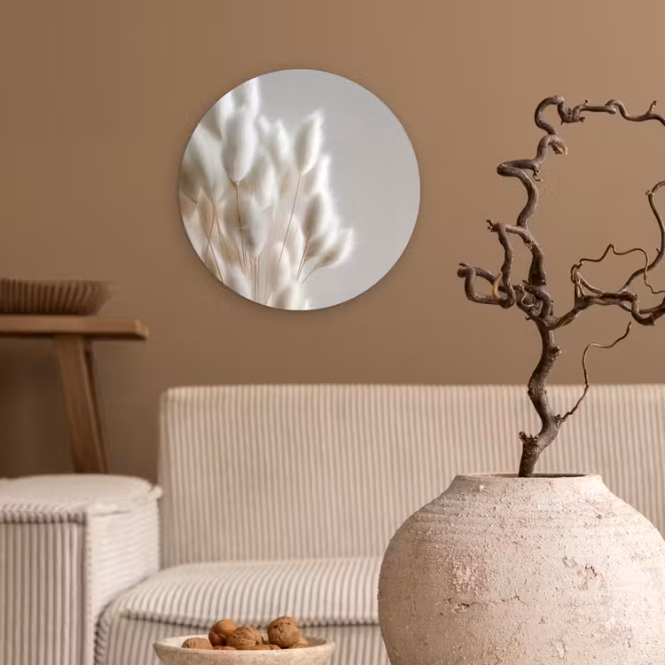 Wandcirkel - Glas - Pluimen - Beige - Minimalistisch — 2