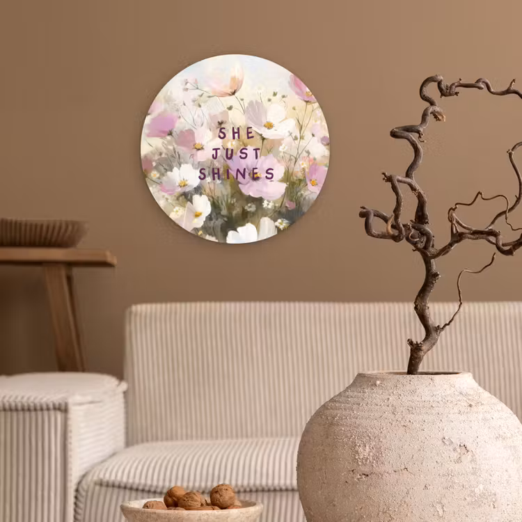 Wandcirkel - Glas - Quote - Bloemen - Schilderachtig — 2