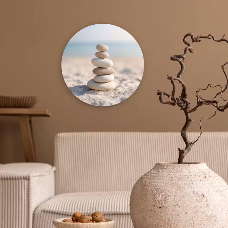 Wandcirkel - Glas - Stenen - Stapel - Zand - Zee — 2