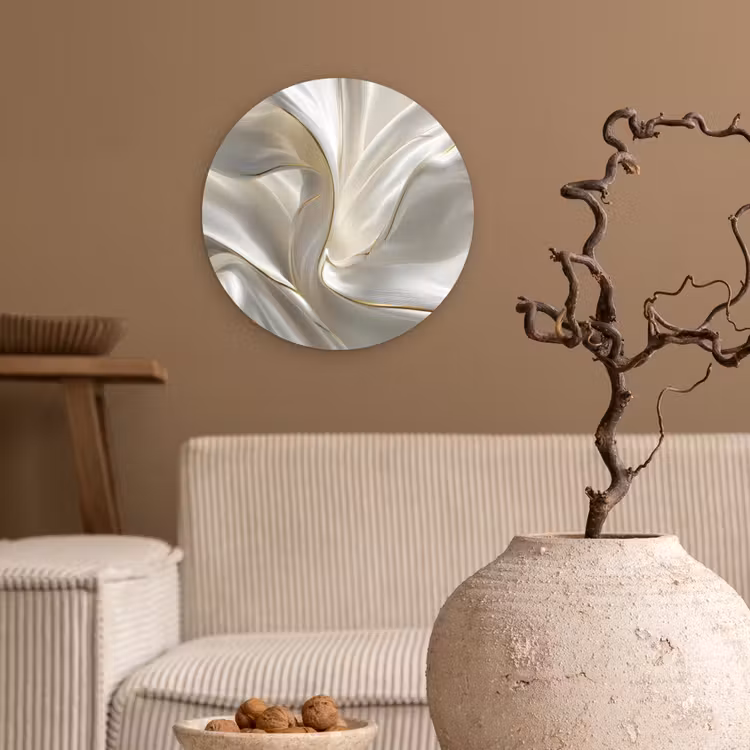 Wandcirkel - Glas - Stof - Plooien - Goud — 2