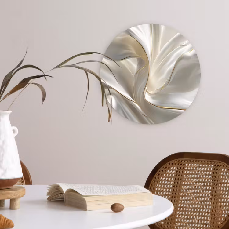 Wandcirkel - Glas - Stof - Plooien - Goud — 4