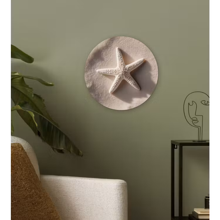 Wandcirkel - Glas - Strand - Zeester - Zand - Beige — 3