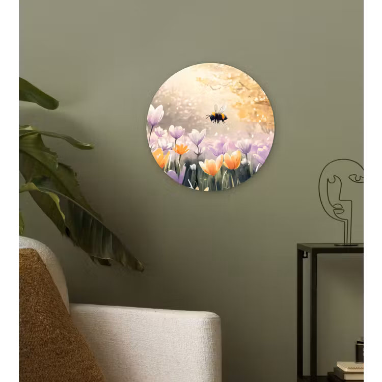 Wandcirkel - Glas - Viooltjes - bij - Zonlicht — 3
