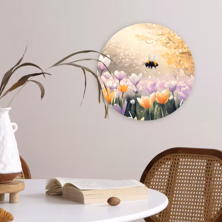 Wandcirkel - Glas - Viooltjes - bij - Zonlicht — 4