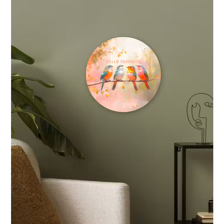 Wandcirkel - Glas - Vogels - Tak - Quote - Roze — 3