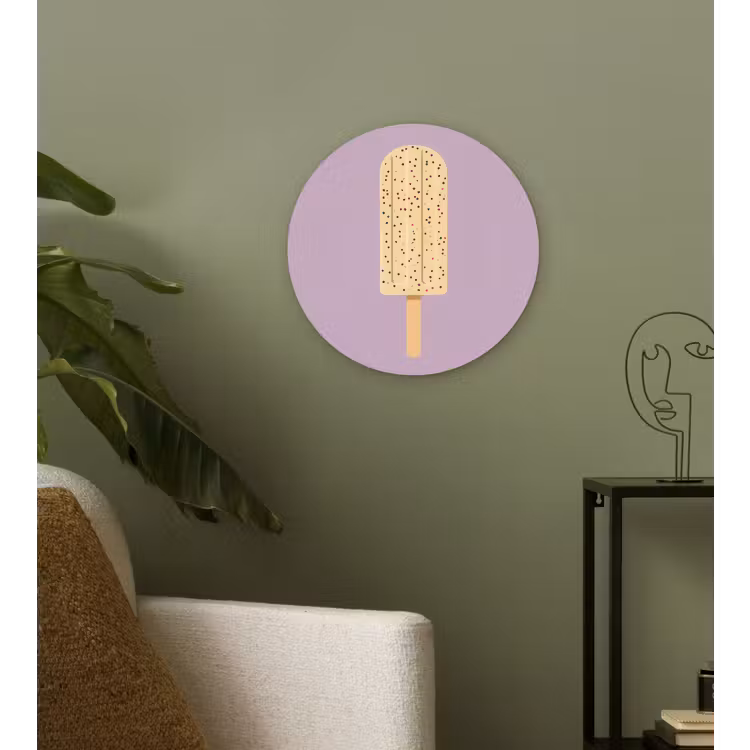 Wandcirkel - Glas - Beige - Ijsje - Spikkels — 3