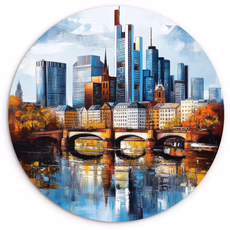 Wandcirkel - Glas - Bomen Frankfurt- Stad - Skyline - Brug — 1