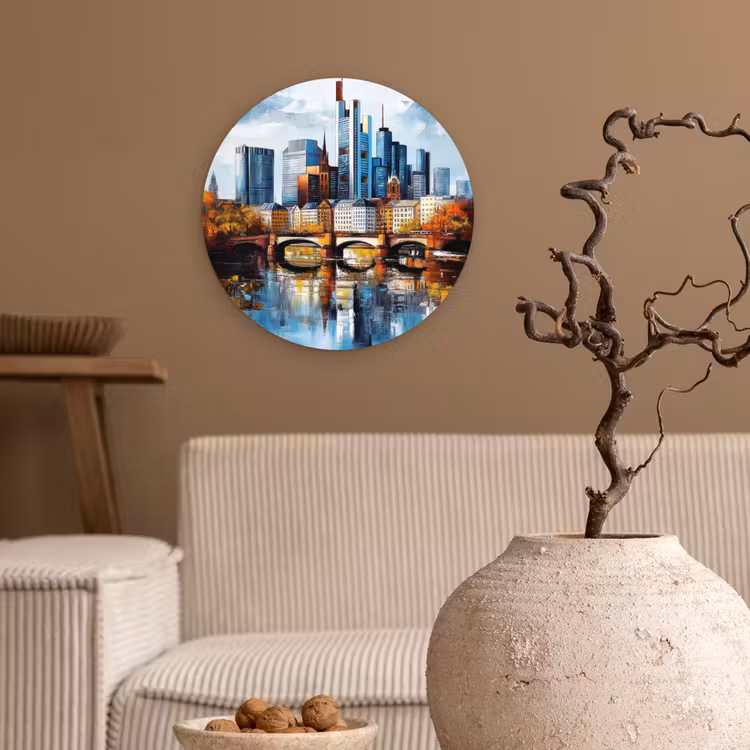 Wandcirkel - Glas - Bomen Frankfurt- Stad - Skyline - Brug — 2