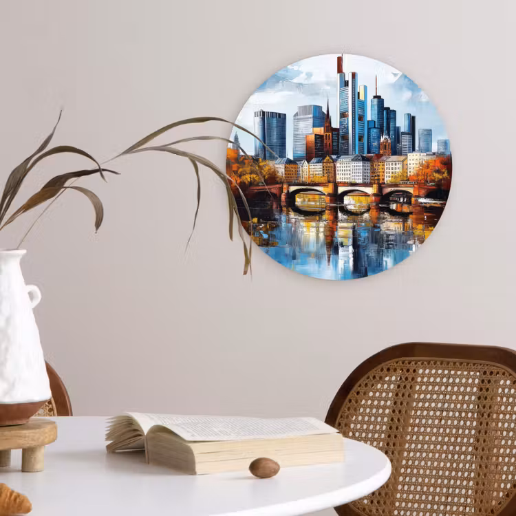 Wandcirkel - Glas - Bomen Frankfurt- Stad - Skyline - Brug — 4