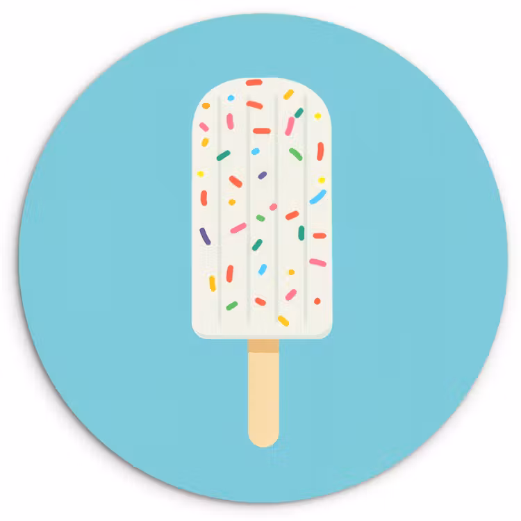 Wandcirkel - Glas - Ijsje - Stokje - Sprinkles - Lichtblauw — 1
