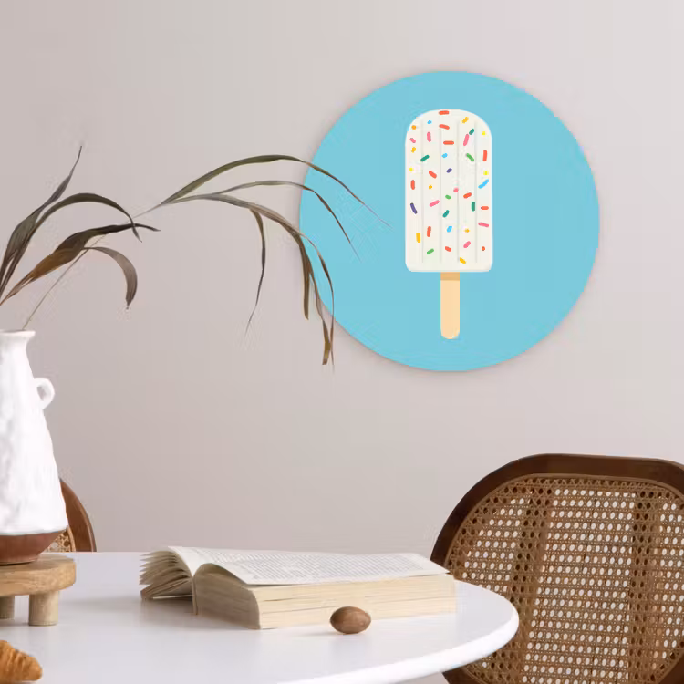 Wandcirkel - Glas - Ijsje - Stokje - Sprinkles - Lichtblauw — 4