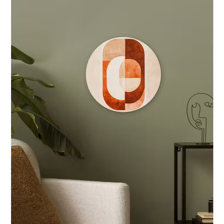 Wandcirkel - Glas - Illustratie - Abstract - Vormen - Rood — 3