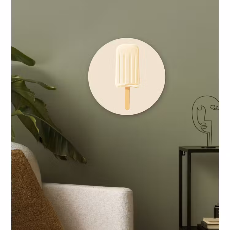 Wandcirkel - Glas - Minimalistisch - Waterijsje - Stokje - Beige — 3