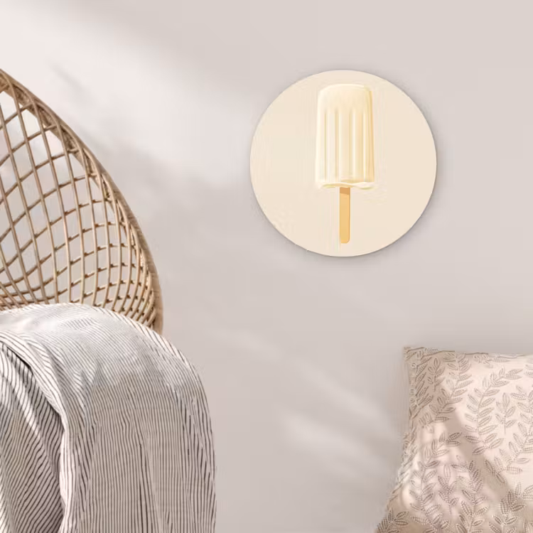 Wandcirkel - Glas - Minimalistisch - Waterijsje - Stokje - Beige — 5