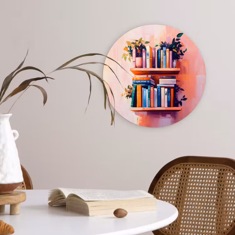 Wandcirkel - Glas - Planken - Boeken - Bladeren — 4