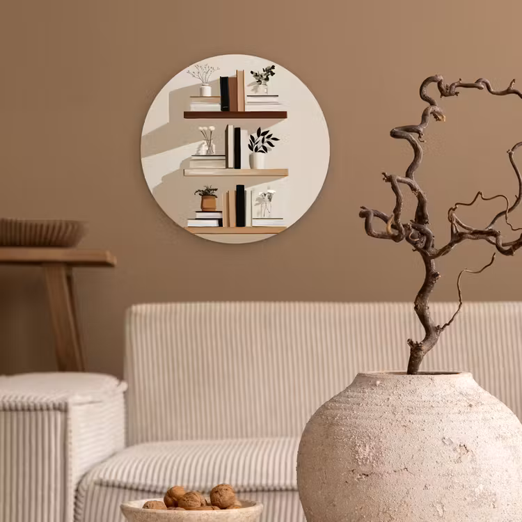 Wandcirkel - Glas - Plankjes - Boeken - Vaasjes - Planten — 2