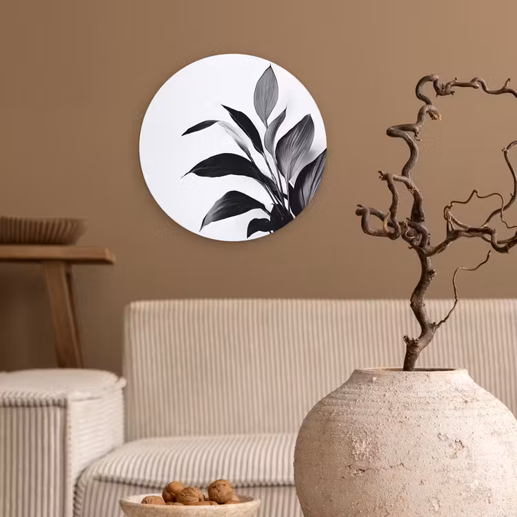 Wandcirkel - Glas - Plant - Bladeren - Minimalistisch - Zwart — 2