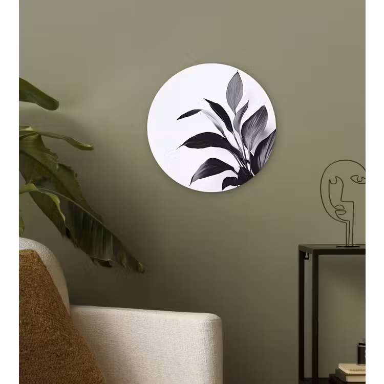 Wandcirkel - Glas - Plant - Bladeren - Minimalistisch - Zwart — 3