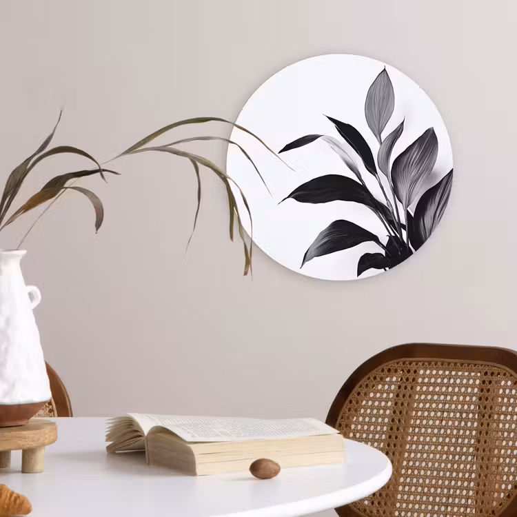 Wandcirkel - Glas - Plant - Bladeren - Minimalistisch - Zwart — 4