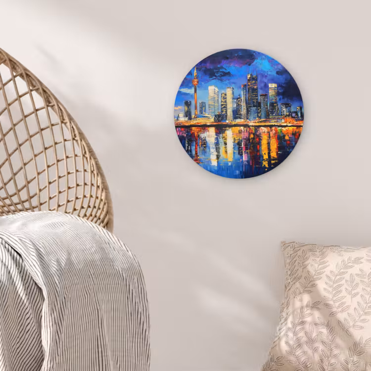 Wandcirkel - Glas - Skyline Toronto - Modern - Stadslicht - Blauw — 5