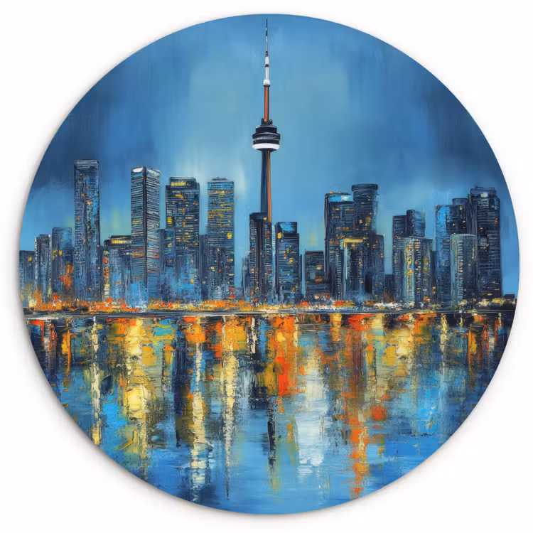 Wandcirkel - Glas - Skyline Toronto - Water - Stadslichten - Toren — 1