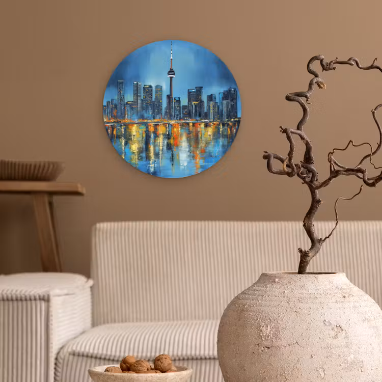 Wandcirkel - Glas - Skyline Toronto - Water - Stadslichten - Toren — 2