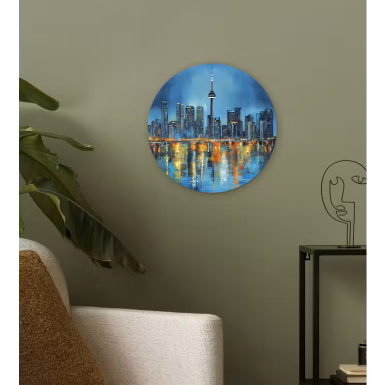Wandcirkel - Glas - Skyline Toronto - Water - Stadslichten - Toren — 3