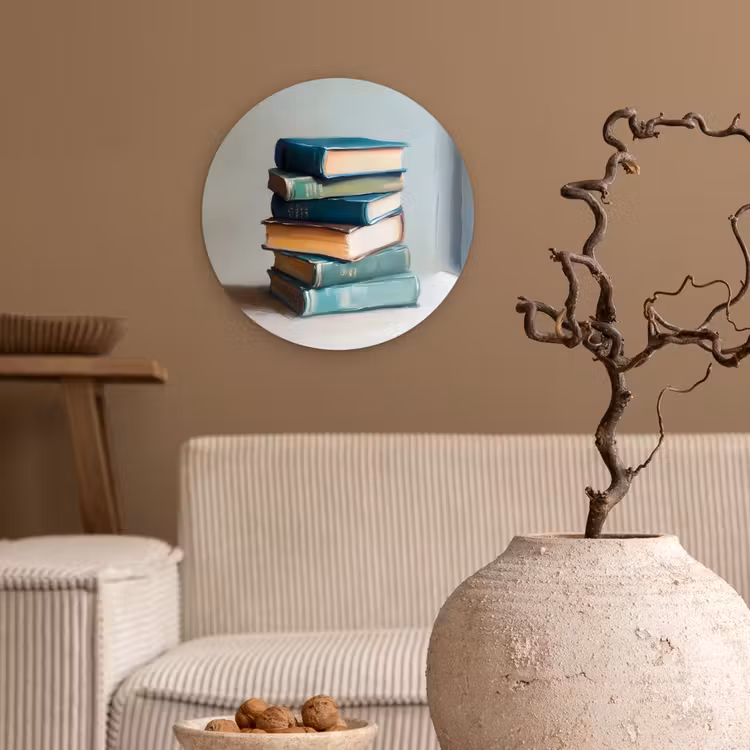 Wandcirkel - Glas - Stapel - Boeken - Groen - Daglicht — 2