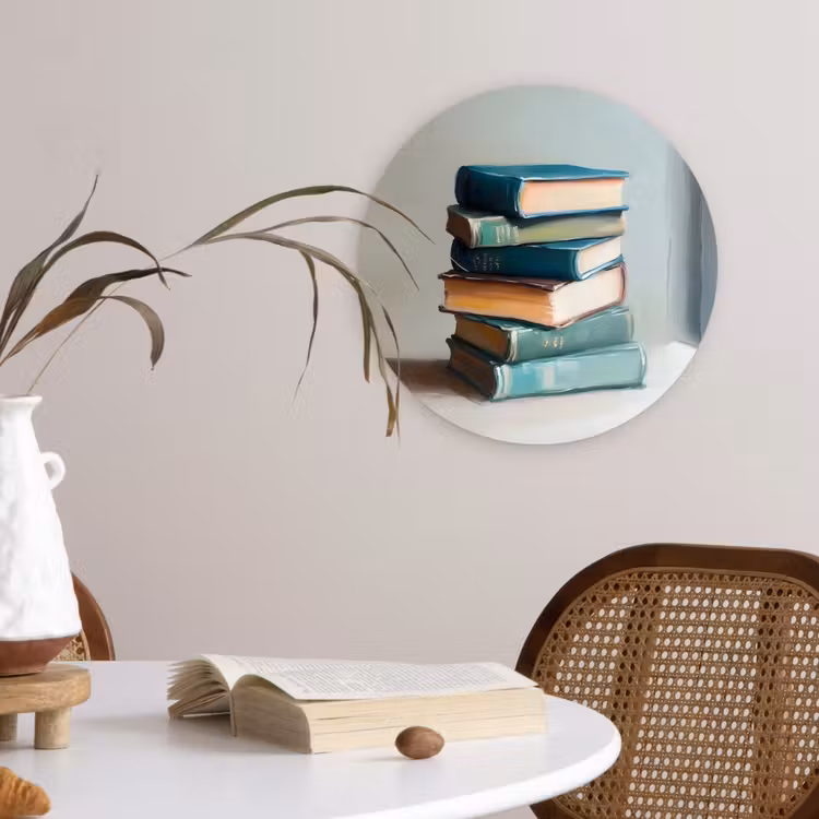 Wandcirkel - Glas - Stapel - Boeken - Groen - Daglicht — 4