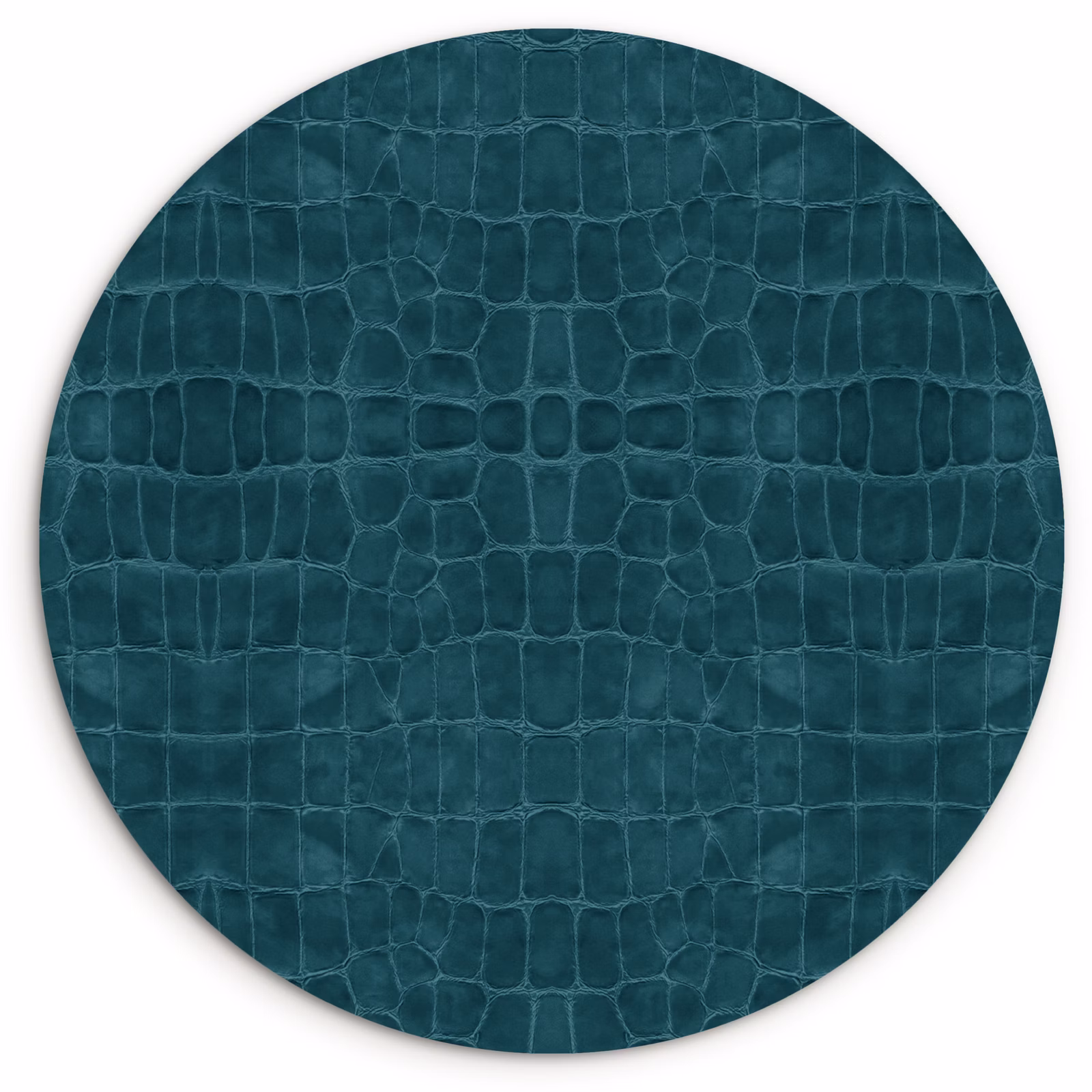 Wandcirkel - Glas - Krokodil - Leer - Petrol - Blauw — 1