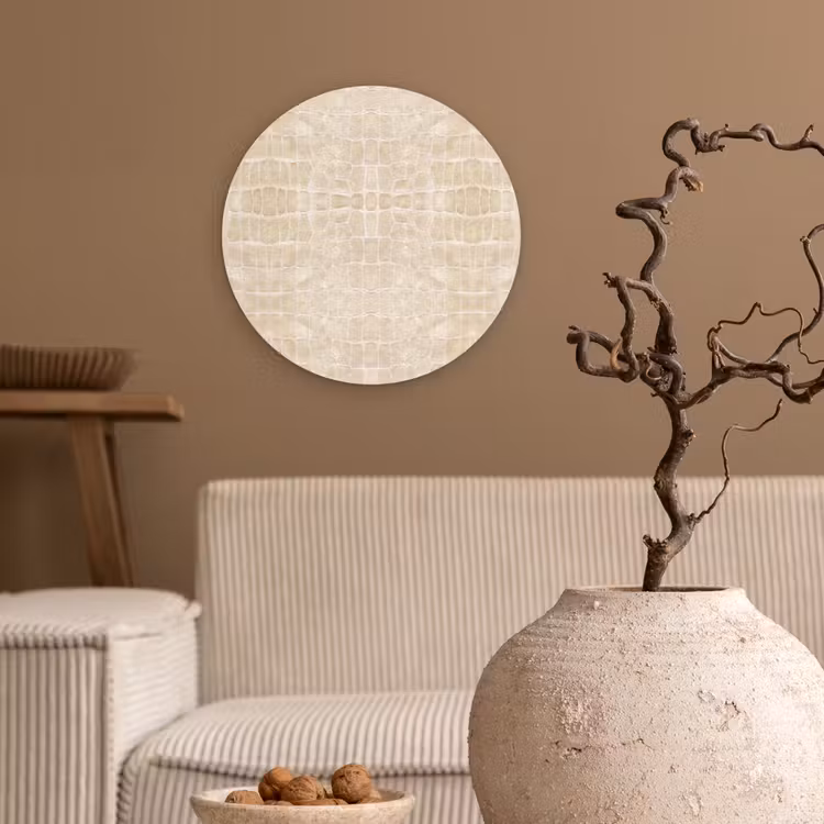 Wandcirkel - Glas - Krokodil - Leer - Beige — 2