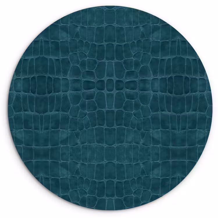Wandcirkel - Glas - Krokodil - Leer - Petrol - Blauw — 1