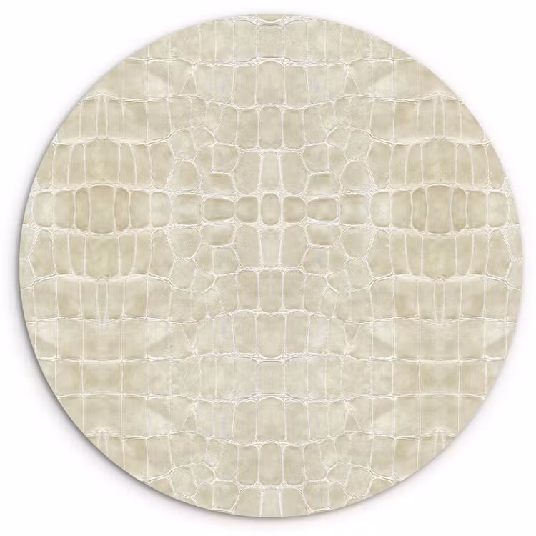 Wandcirkel - Glas - Krokodil - Leer - Zand - Beige — 1