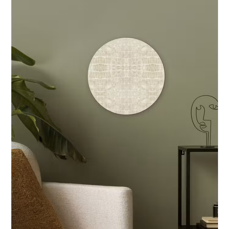 Wandcirkel - Glas - Krokodil - Leer - Zand - Beige — 3