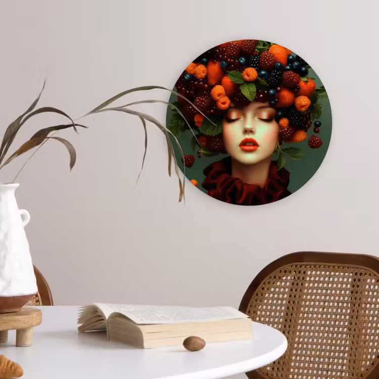 Wandcirkel - Glas - Vrouw - Aardbeien - Frambozen - Bramen - Bessen — 4