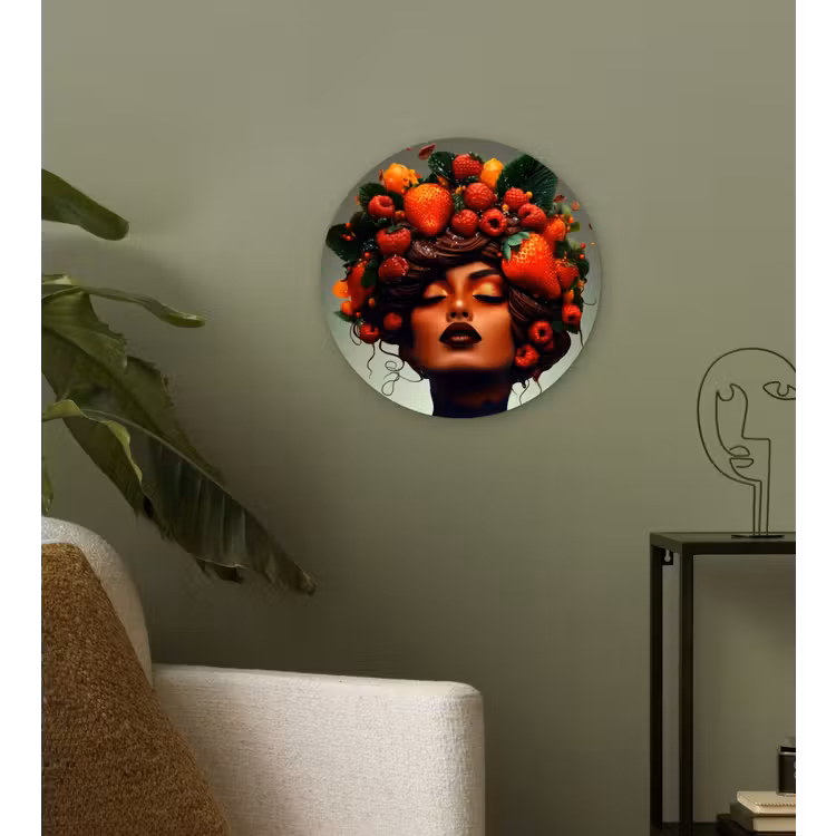 Wandcirkel - Glas - Vrouw - Chocolade - Frambozen - Aardbeien - Koekjes — 3
