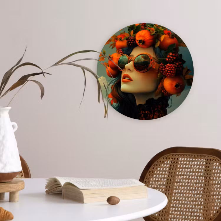 Wandcirkel - Glas - Vrouw - Granaatappel - Herfst - Zonnebril — 4