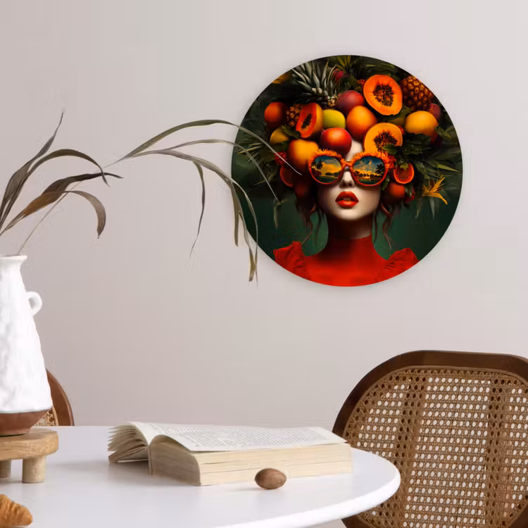 Wandcirkel - Glas - Vrouw - Vruchten - Papaja - Ananas — 4