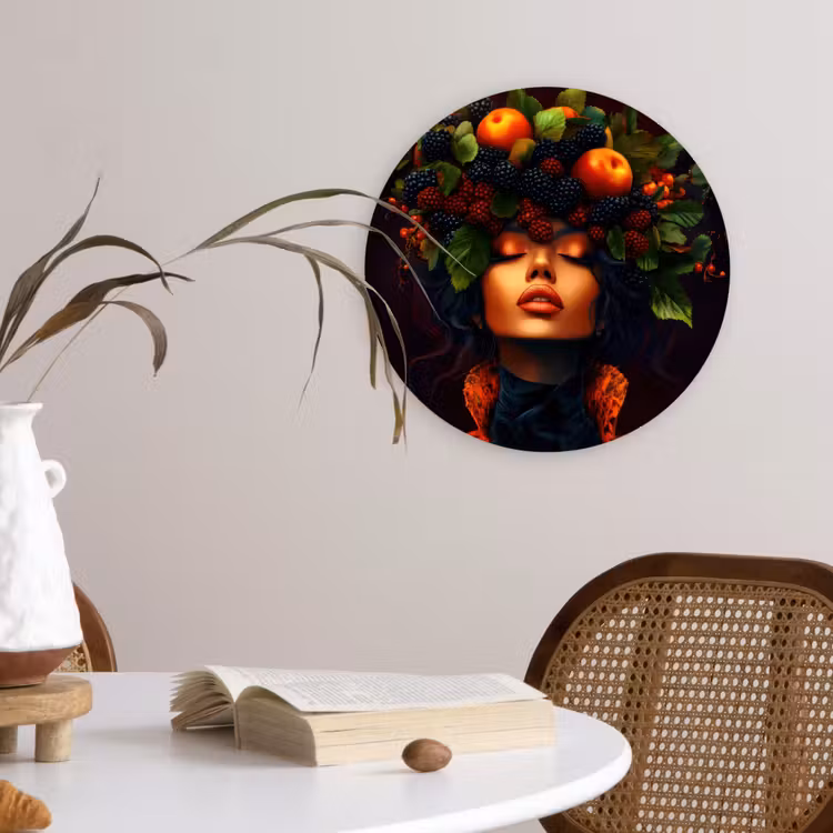 Wandcirkel - Glas - Vrouw - Zwart - Bessen - Bramen - Appels — 4