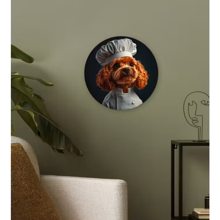 Wandcirkel - Glas - Bruin - Kok - Hondje — 3