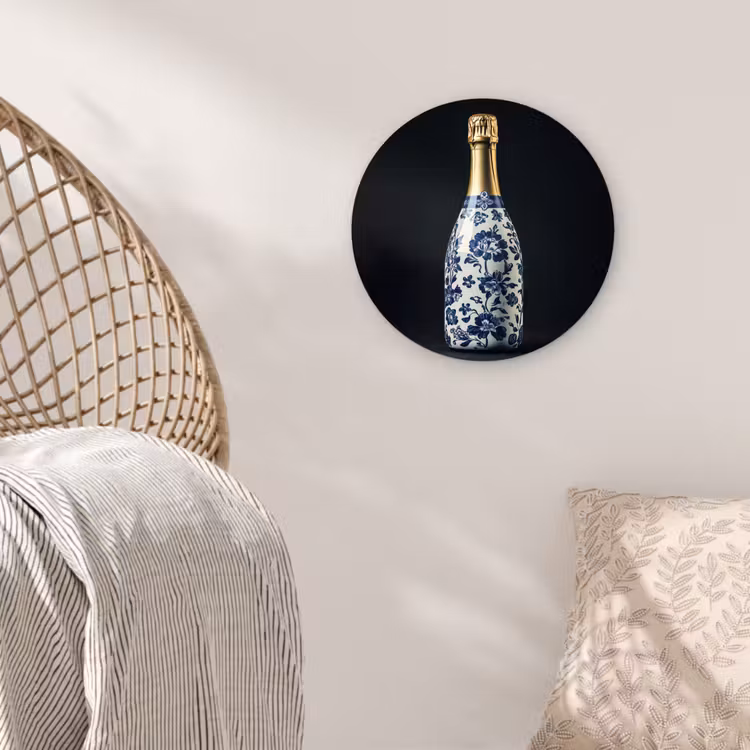 Wandcirkel - Glas - Champagne - Bloemen - Goud - Chique — 5