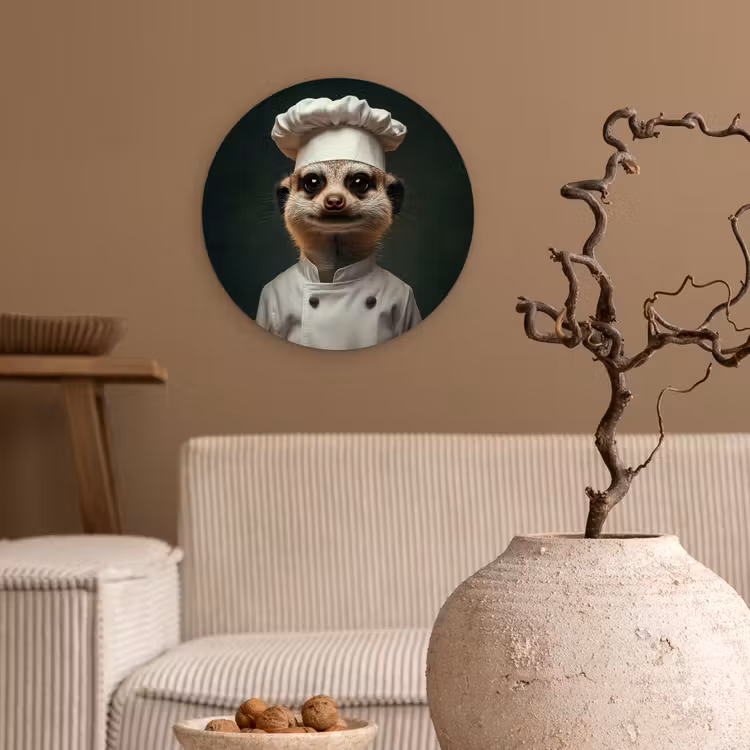 Wandcirkel - Glas - Dier - Kok - Stokstaartje — 2