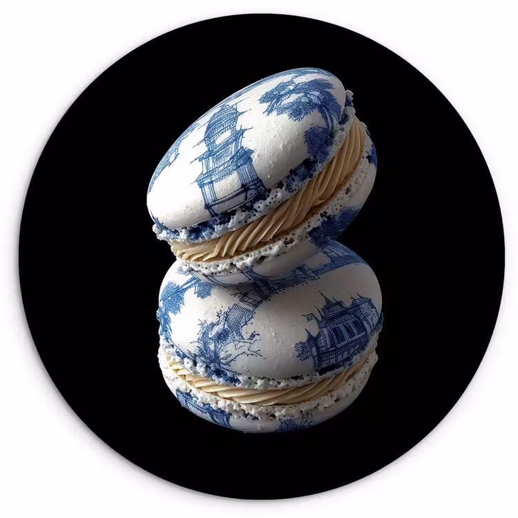 Wandcirkel - Glas - Eten - Macarons - Delfts blauw - Koekjes — 1