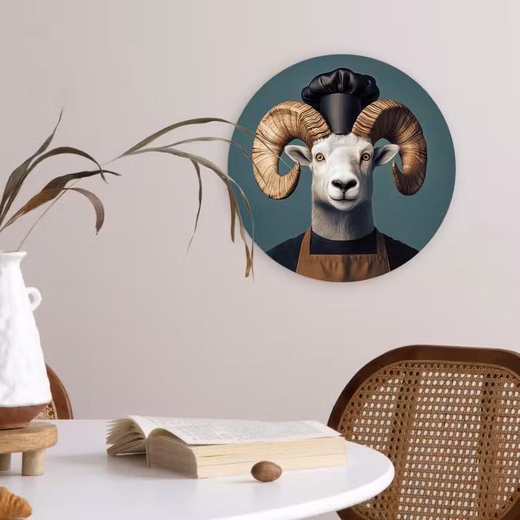 Wandcirkel - Glas - Geit - Hoorns - Kokskleding — 4