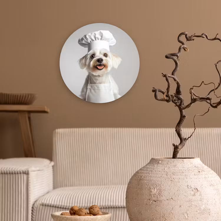 Wandcirkel - Glas - Hond - Wit - Kok — 2