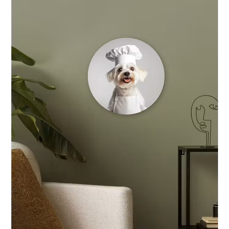 Wandcirkel - Glas - Hond - Wit - Kok — 3