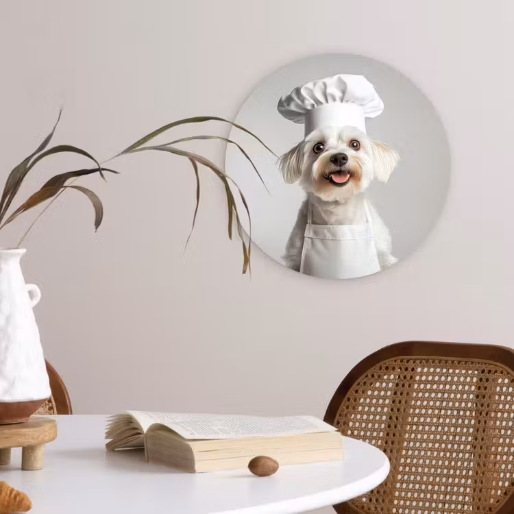 Wandcirkel - Glas - Hond - Wit - Kok — 4